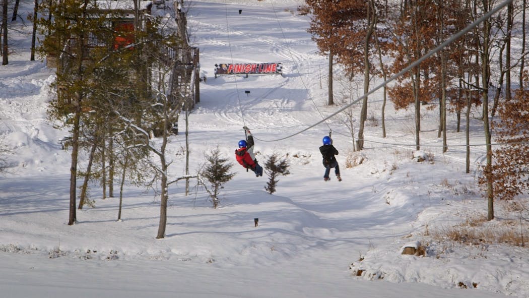 Bigfoot Zipline offers a two-plus hour winter zipline adventure in Wisconsin Dells.