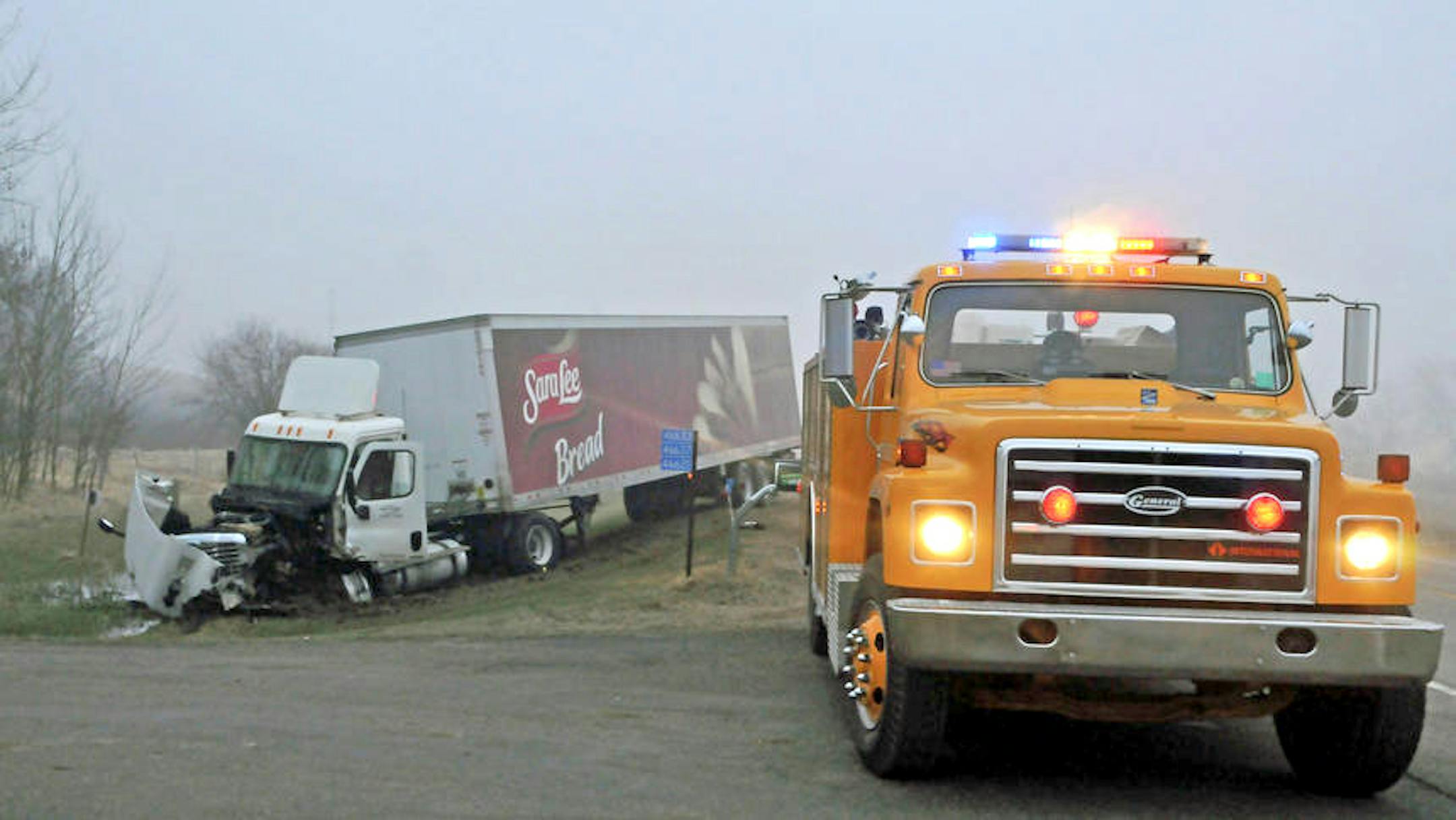 A two- vehicle collision Thursday morning east of Vining in Otter Tail County resulted in the death of a 16-year-old boy and non-life threatening injuries to a 34-year-old trucker. Brian Hansel/Pioneer Journal