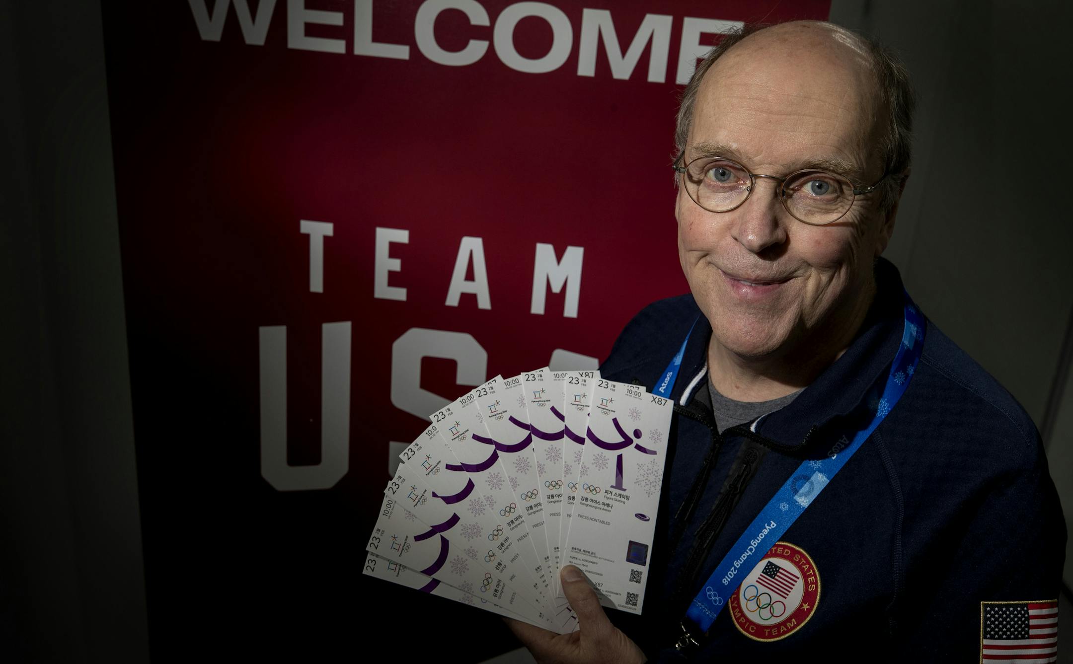 Bill Hancock runs the high-demand ticketing for the U.S. Olympic Committee. Hancock has served on the United States Olympic Committee staff at 13 Olympic Games and two Pan American Games. ] CARLOS GONZALEZ ï cgonzalez@startribune.com - February 21, 2018, South Korea, 2018 Pyeongchang Winter Olympics, Jeongseon Alpine Centre, Women's Downhill Skiing ORG XMIT: MIN1802210054183178