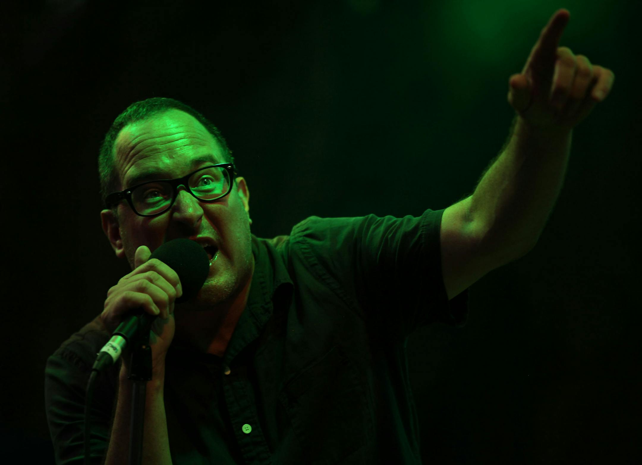 Craig Finn provides the vocals for The Hold Steady during the concert Saturday night at the Minnesota Zoo.] The Hold Steady performed on Saturday night at the Minnesota Zoo as a part of Music in the Zoo. The Hold Steady are originally from Minneapolis and have released six studio albums, the most recent being "Teeth Dreams." MONICA HERNDON monica.herndon@startribune.com Apple Valley, MN 07/5/2014