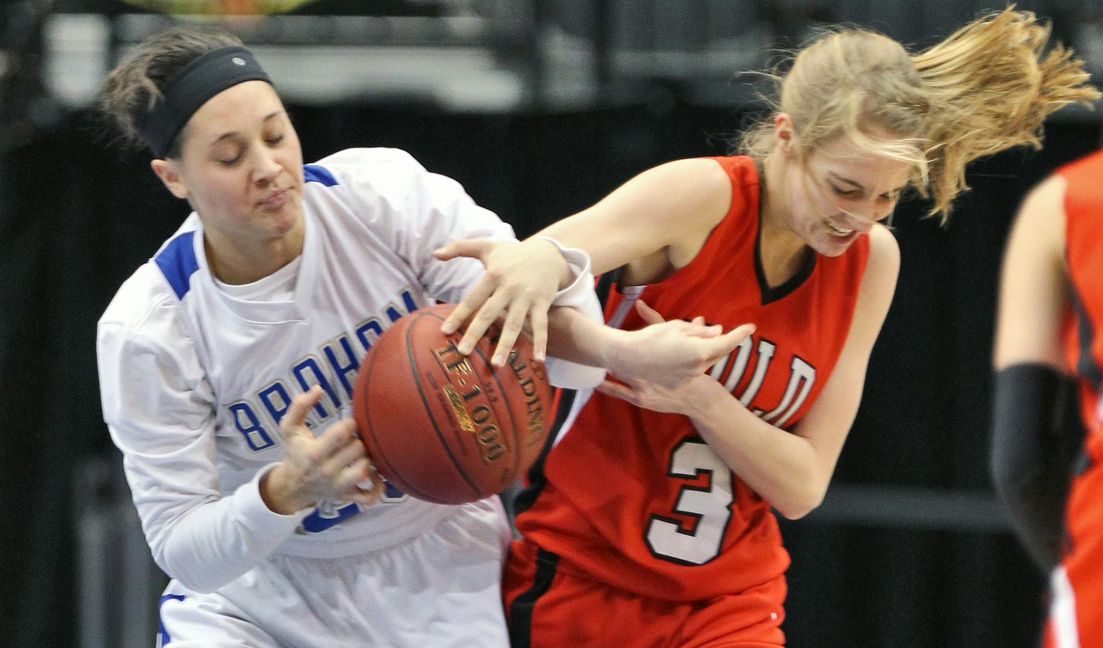 Braham's Rebekah Dahlman, left, and BOLD's Taylor Ebnet