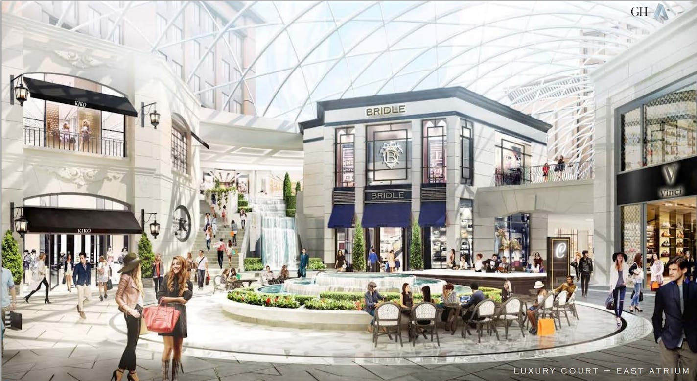 The retail halls in the new addition at the Mall of America will covered by bigger skylights than the retail halls of the existing mall.