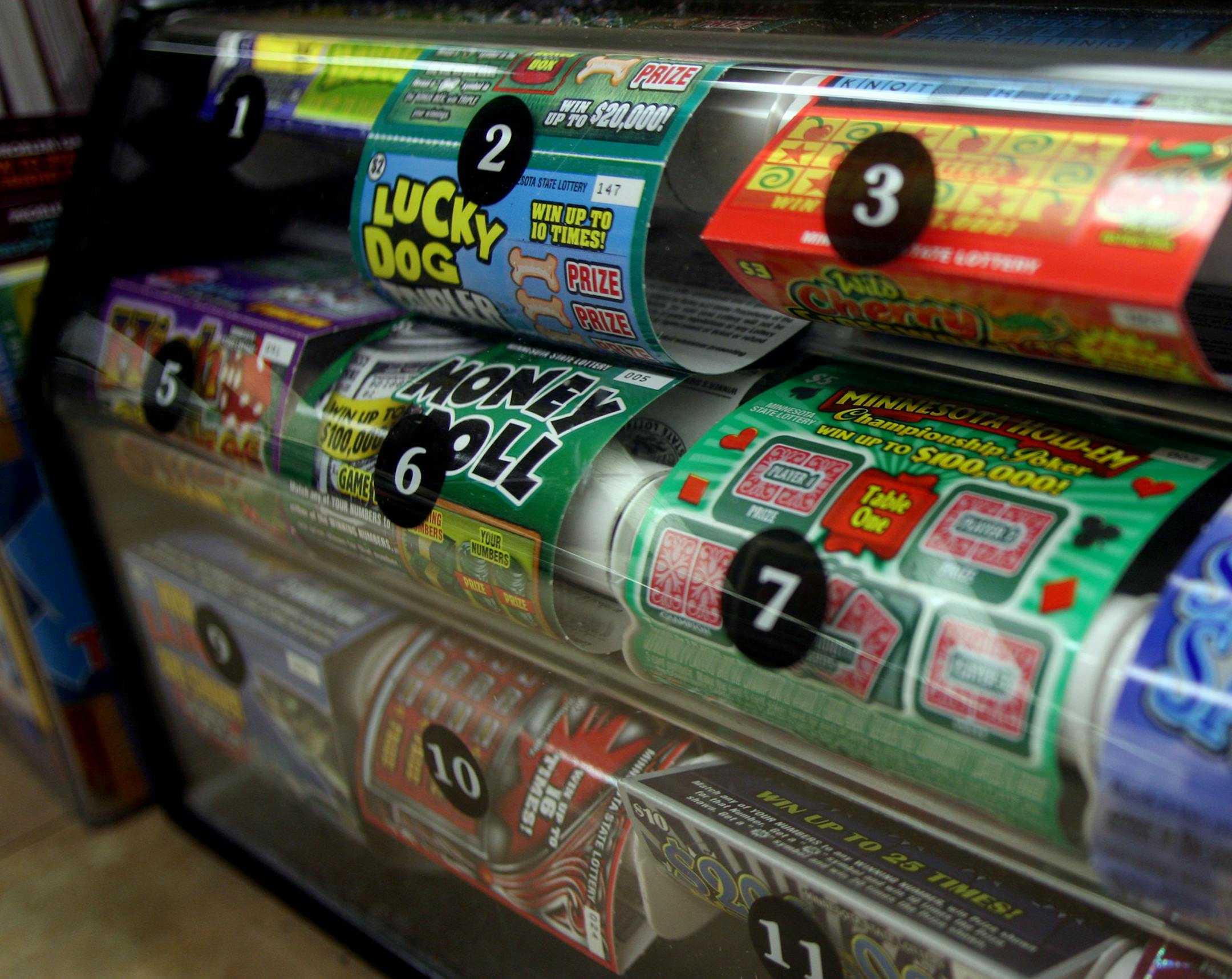 JENNIFER SIMONSON &#xef; jsimonson@startribune.com Minneapolis, MN - 8/29/08 - Interviewing/photographing people purchasing lottery tickets at Rainbow Foods in the Quarry shopping center. IN THIS PHOTO: ] Scratch-off lottery tickets at the Quarry Rainbow Foods. ORG XMIT: MIN2015052221020059