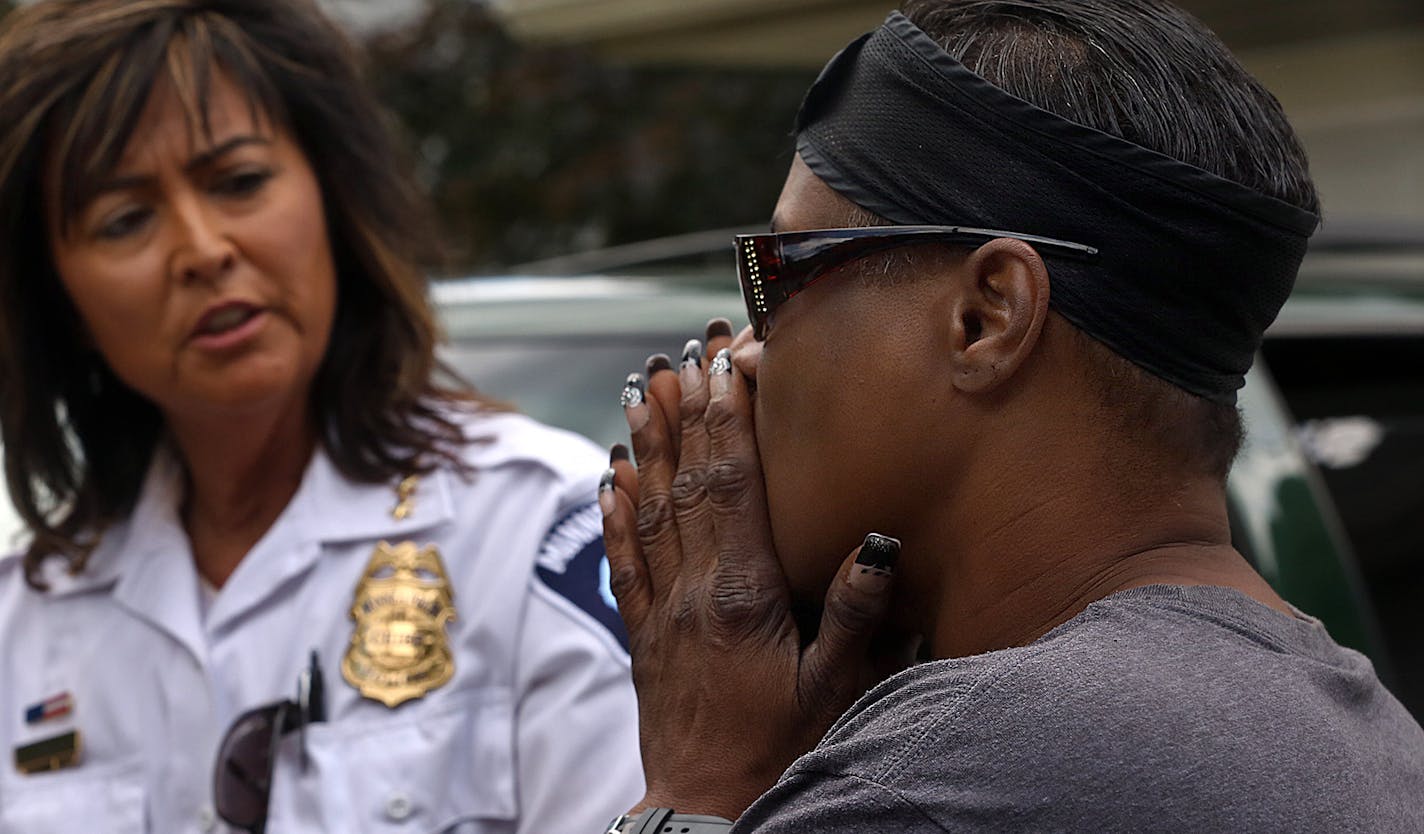 Chaujunha Dunigan explained to Chief Harteau her concerns about violence in her neighborhood. &#x201a;&#xc4;&#xfa;Sometimes I am afraid in the neighborhood&#x201a;&#xc4;&#xb6; 75% of the time. The other 25% I pray,&#x201a;&#xc4;&#xf9; Dunigan said. Harteau visited several areas on the north side of the city, including Winston&#x201a;&#xc4;&#xf4;s neighborhood near N. Dupont Ave. and N. 34th Ave. Winston, who was mowing his lawn when the chief stopped by to visit.