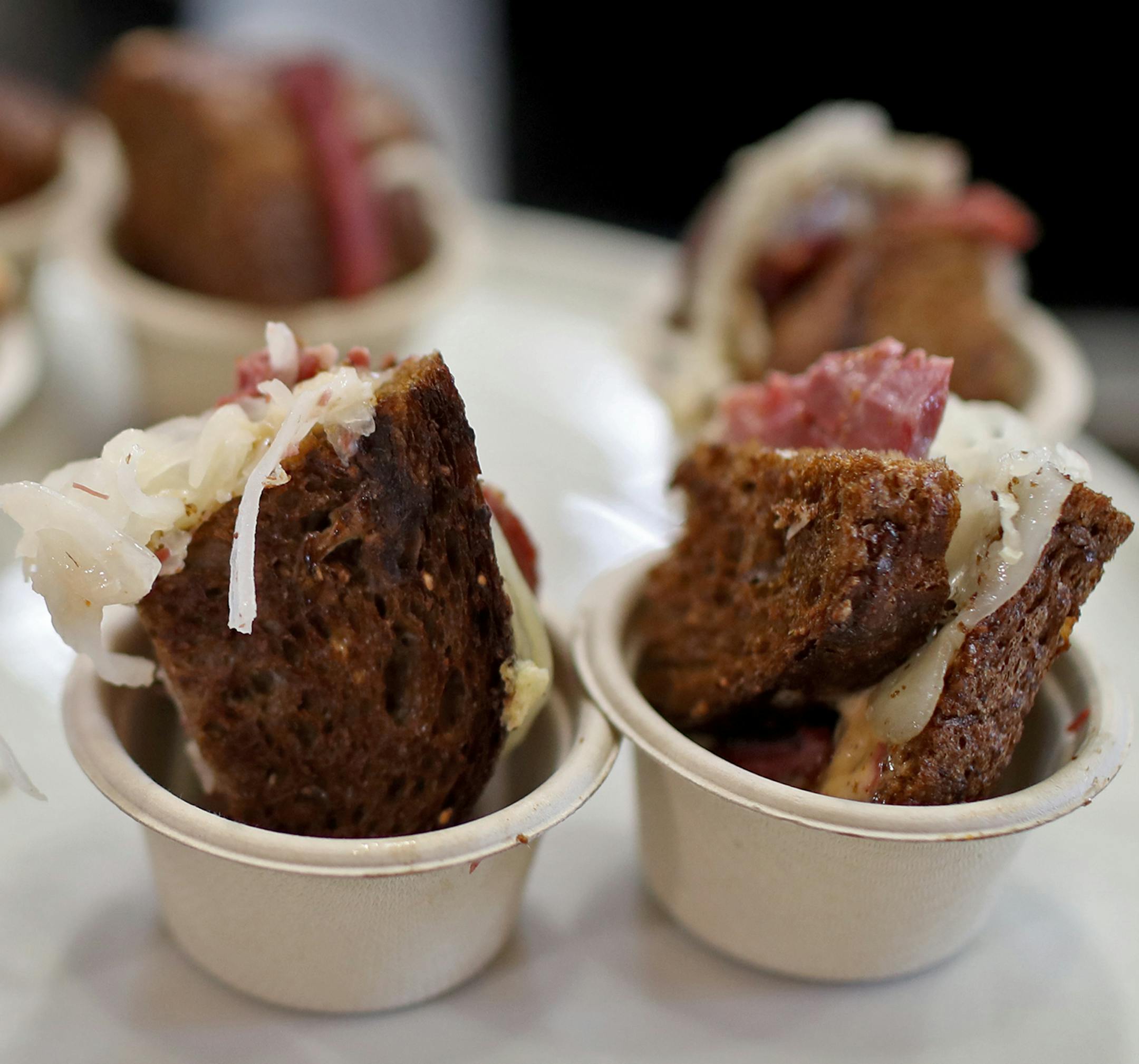 A playful first-person piece in which Kevyn Burger works a shift handing out Lund's/Byerly's supermarket samples of reuben sandwiches, filled with Kobe corned beef, to customers who are eating their way through the store Friday, March16, 2018, in Plymouth.] DAVID JOLES ï david.joles@startribune.com A playful first-person piece in which Kevyn Burger works a shift handing out Lund's/Byerly's supermarket samples to customers who are eating their way through the store.**Kevyn Burger ,cq