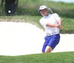 Minnetonka's Gunnar Broin hit out of a sand trap in the 2018 Minnesota State Amateur. Broin recently shot a 9-under-par 63 at Pioneer Creek G.C. in Ma