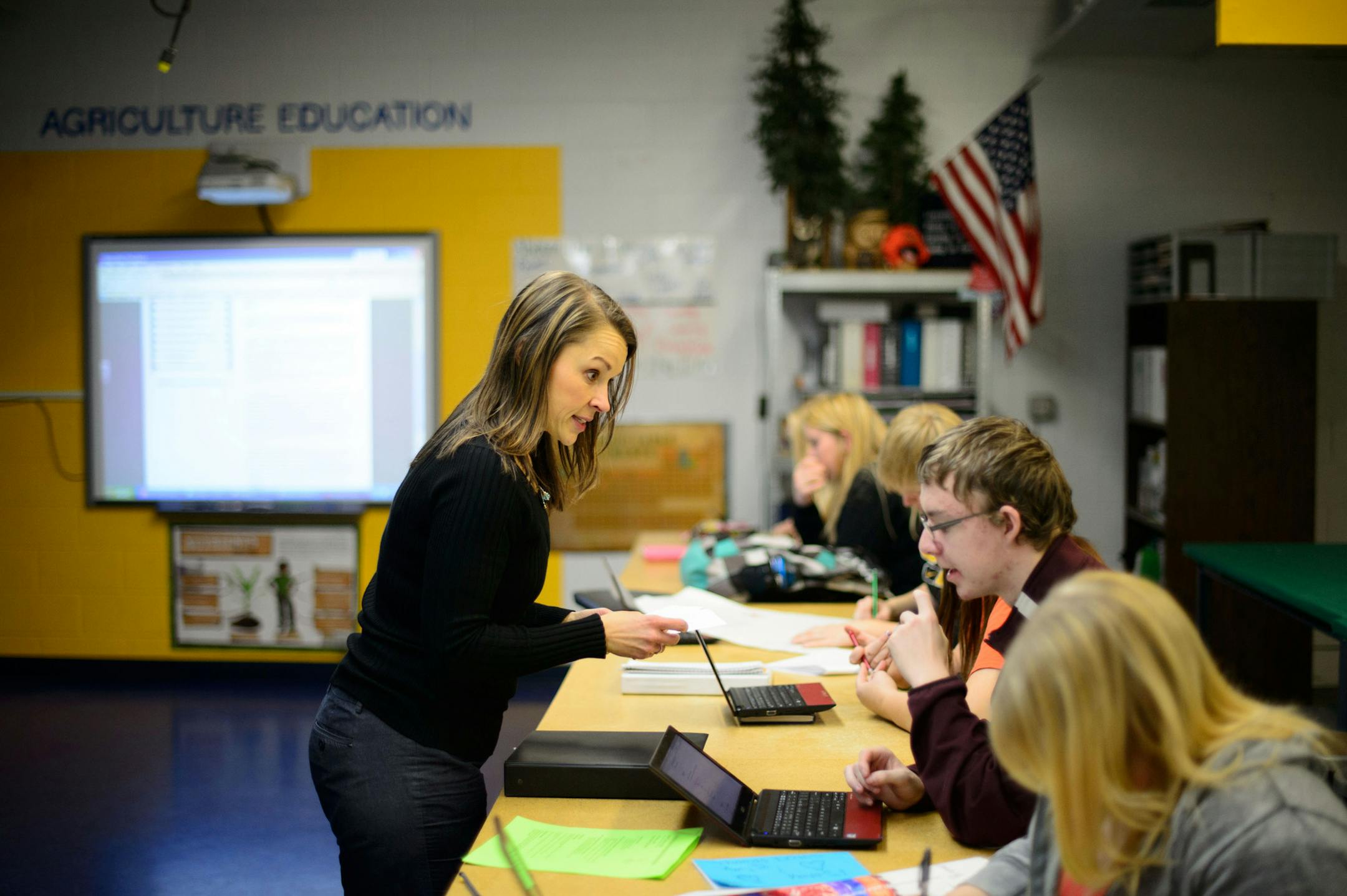 Natasha Mortenson, agricultural educator at Morris Area High School led a group of students.