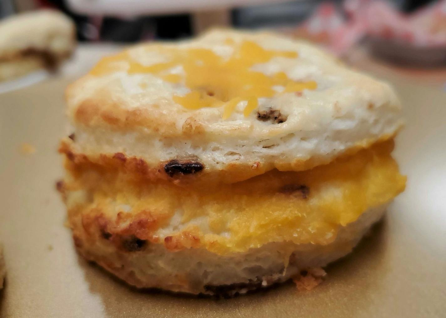 Bacon and cheddar biscuit from Betty & Earl's Biscuit Kitchen, Jason Matheson's new concept at Potluck food hall in Rosedale Center