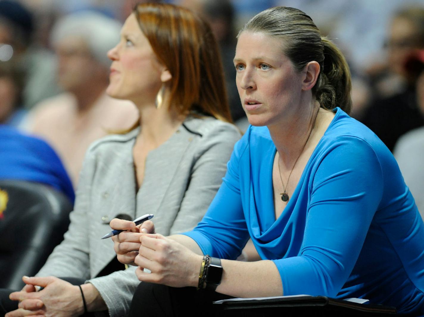 Katie Smith with the New York Liberty in 2016. When Smith's head coaching contract was not renewed by the Liberty, Lynx coach Cheryl Reeve immediately called Smith, and eventually hired her to replace Walt Hopkins.