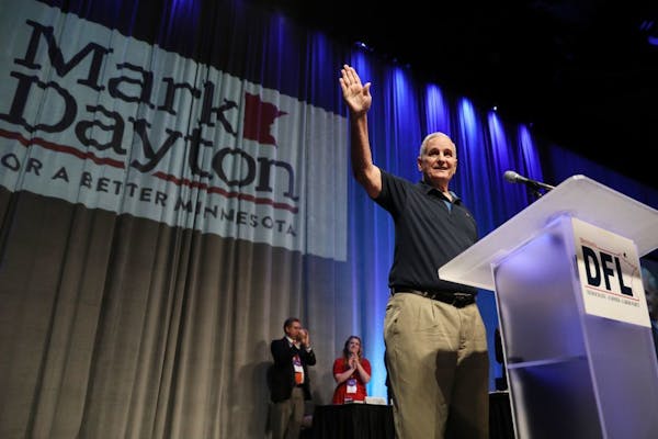Gov. Mark Dayton thanked the crowd after speaking at the DFL State Convention Saturday.