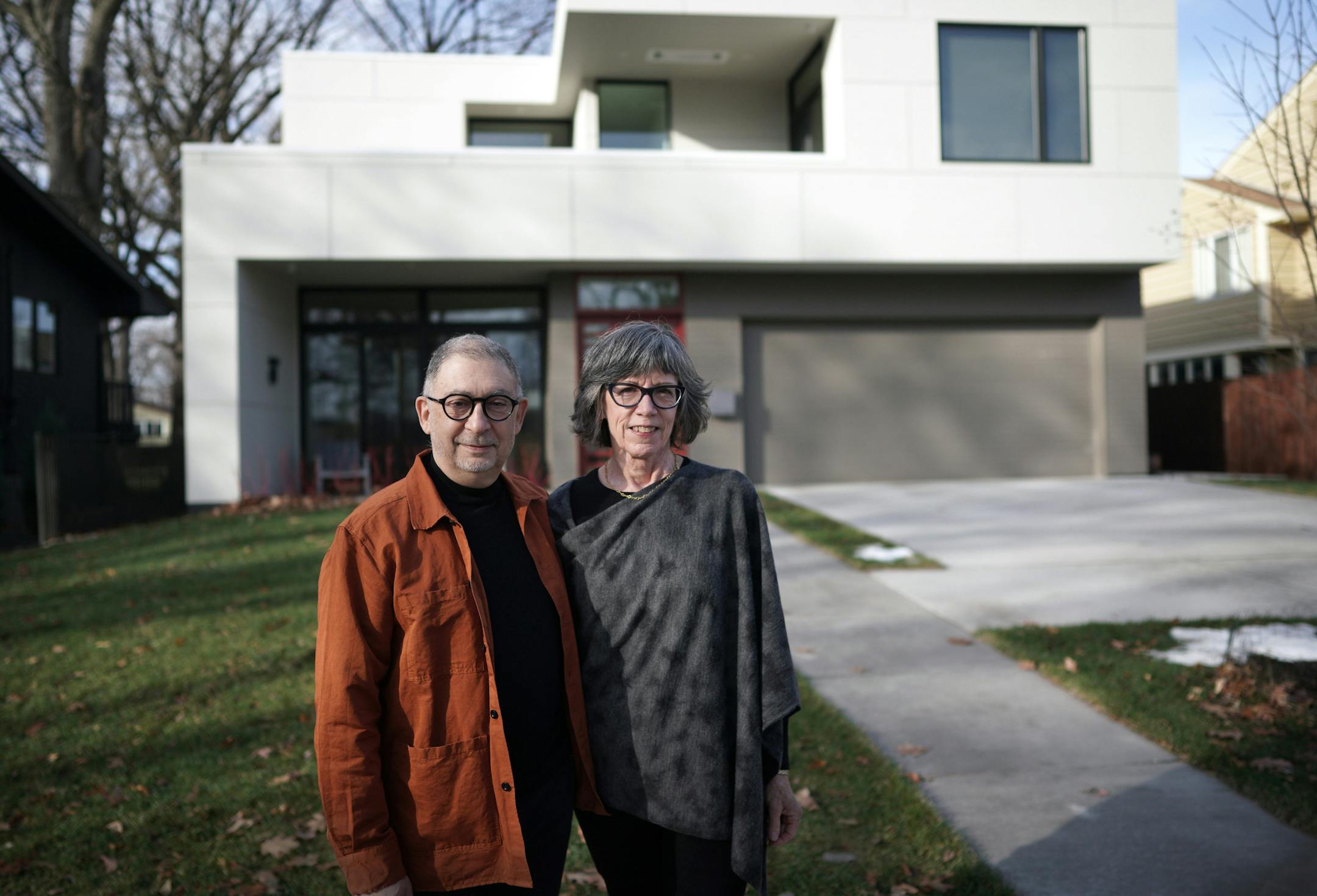 David and Barbara Eijadi built their modern home, designed by Peterssen/Keller Architecture, on an empty lot facing the Mississippi River in Minneapolis. "There's nothing in front of us but trees," said Barbara.