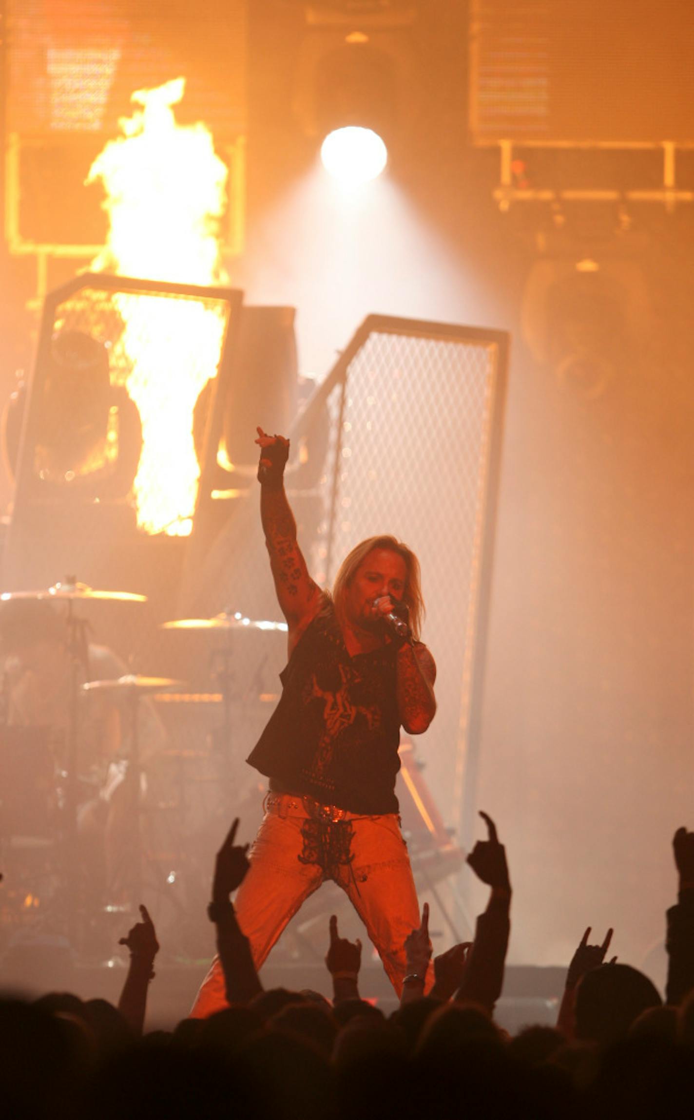 Vince Neil lit up for a change when the Crue played Xcel Center in November. / Aaron Lavinsky, Star Tribune
