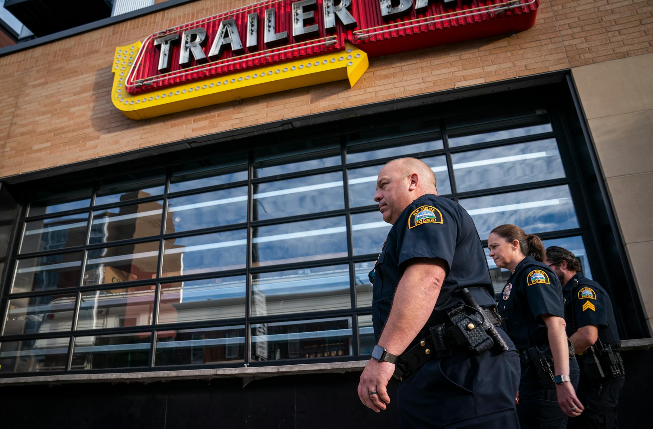 St. Paul Police Chief Todd Axtell visited the scene outside Seventh Street Truck Park in St. Paul.