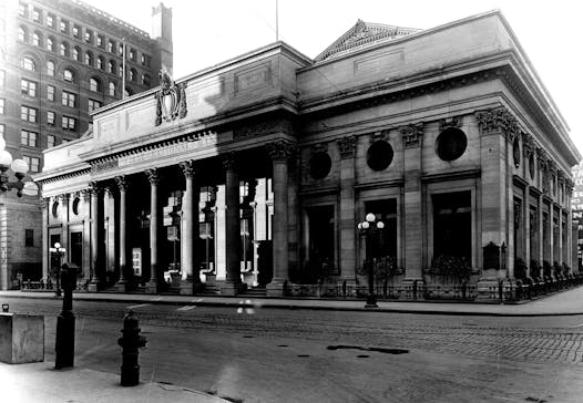 The First National Bank Building, built in 1906, was replaced eight years later by the First National Bank-Soo Line Building.