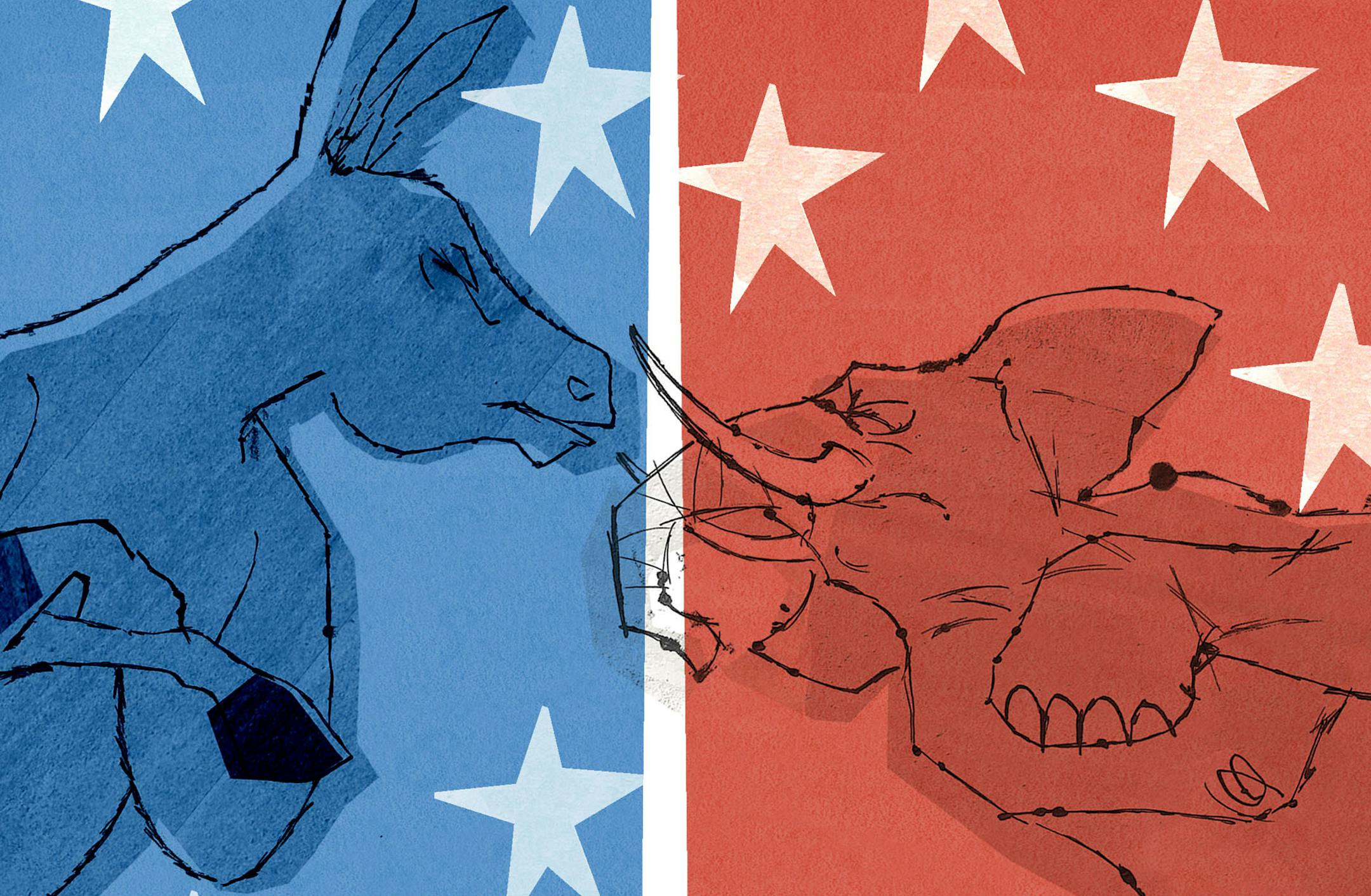 Donna Grethen illustration of political parties.