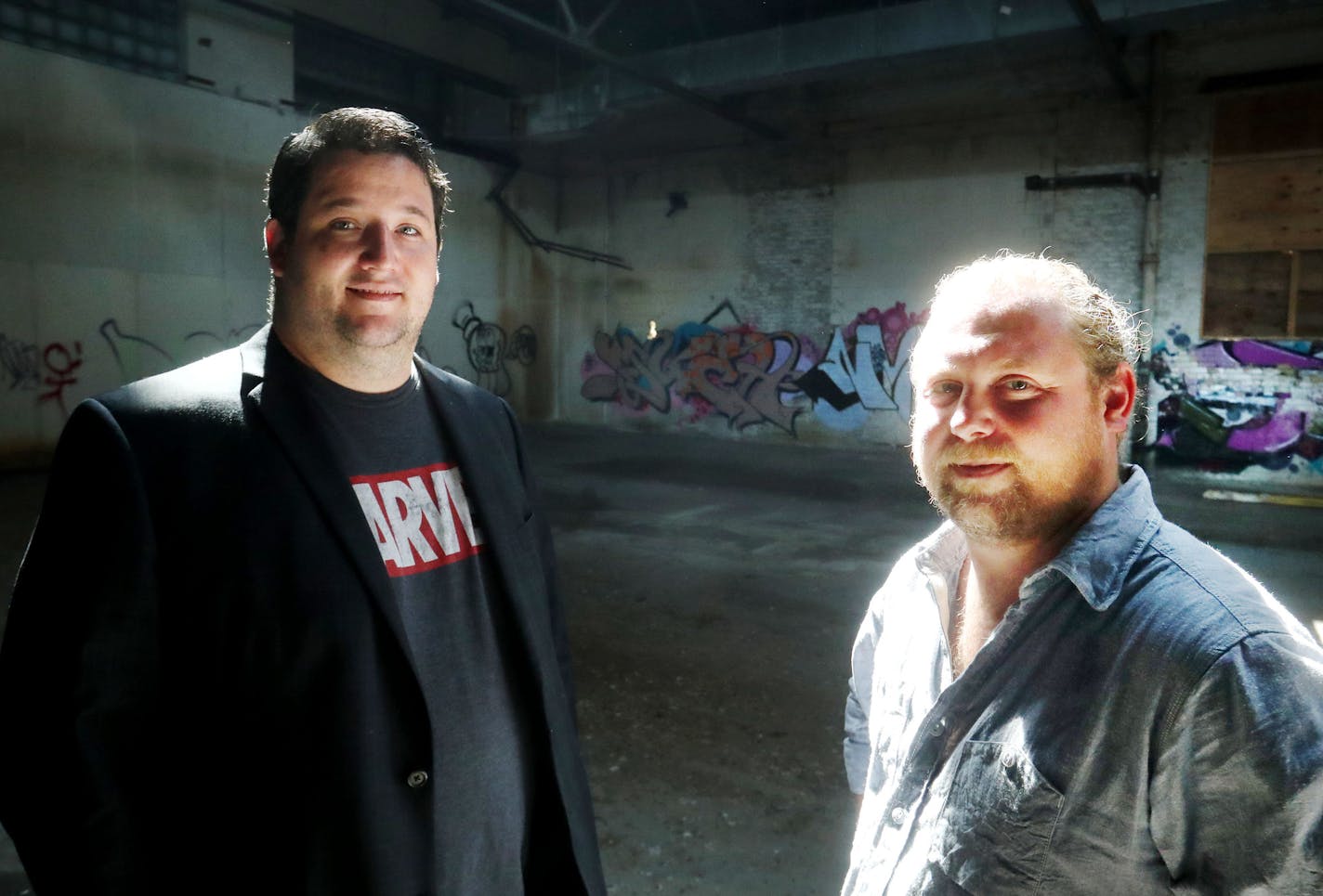 Restaurateurs homas Boemer, left, and Nick Rancone in the Keg and Case building that was part of the former Schmidt Brewery that will house their new restaurant as well as the restaurants of others Tuesday, Aug. 16, 2016, in St. Paul, MN.](DAVID JOLES/STARTRIBUNE)djoles@startribune A transformative project at the Schmidt Brewery in St. Paul will tap the talents of several leading Minneapolis restaurateurs (Corner Table/Revival, Hola Arepa, Five Watt Coffee) as well as include an ambitious food-f