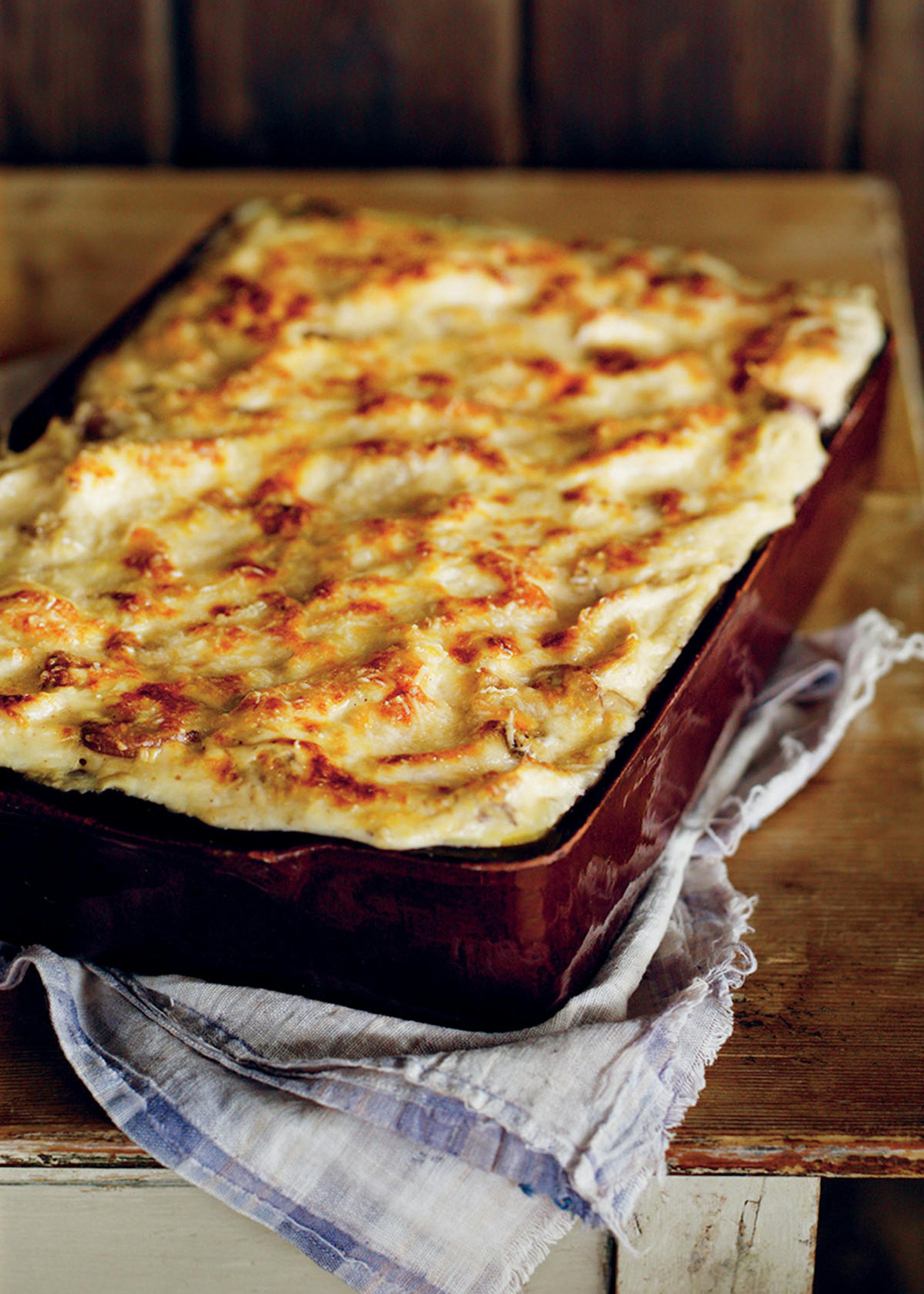 Andrew Montgomery Chicken and Mushroom Lasagna from ìThe Farmhouse Cookbook,î by Sarah Mayor.