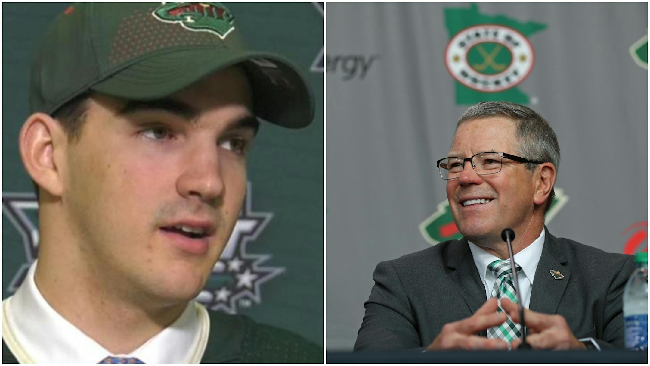 Wild third-round pick Jack McBain and Wild GM Paul Fenton