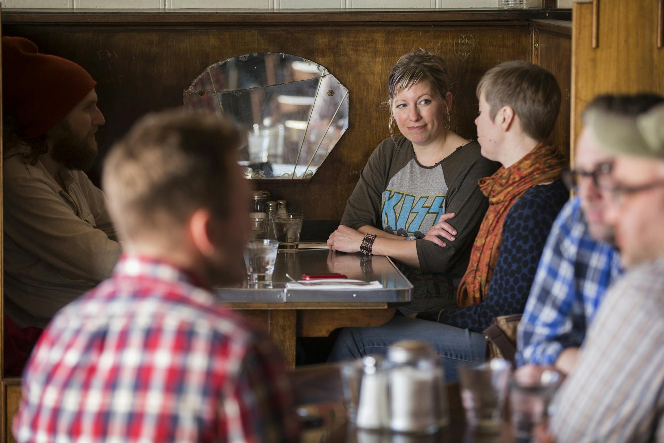 Customers dine during lunch at the Modern Cafe in Minneapolis on Tuesday, March 10, 2015.