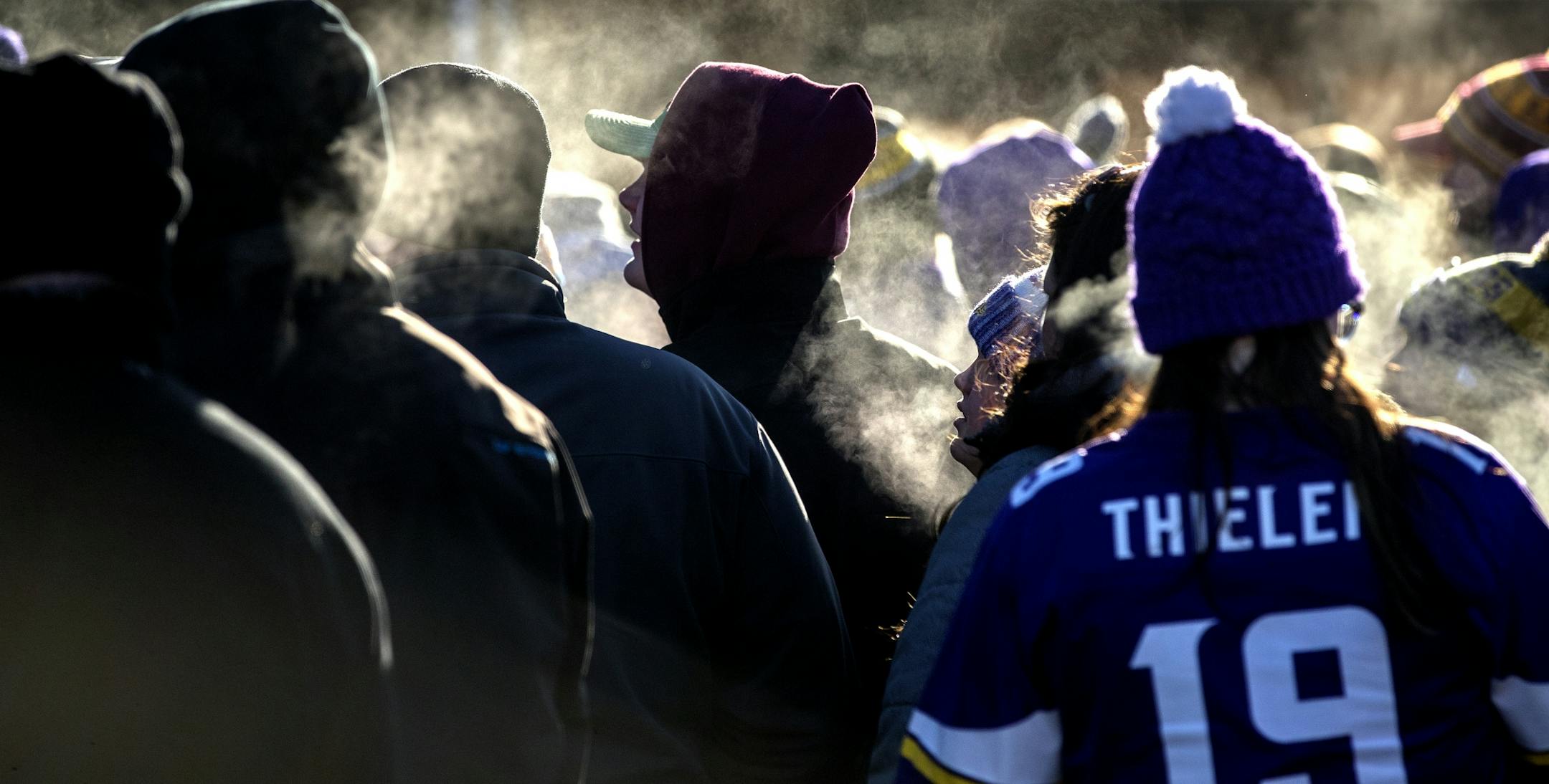 Fans stood in line in -12 temperatures to enter US Bank Stadium to see the Chicago Bears take on the Minnesota Vikings in Minneapolis, MN.