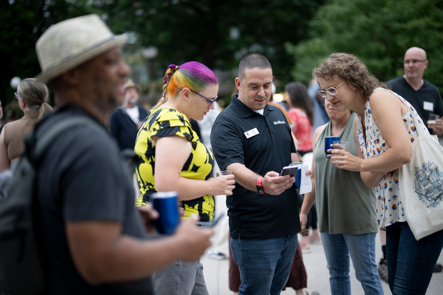 St. Paul Parks and Recreation Director Andy Rodriguez spoke to community members during an unveiling event for the new “LightWave” LED display Wed
