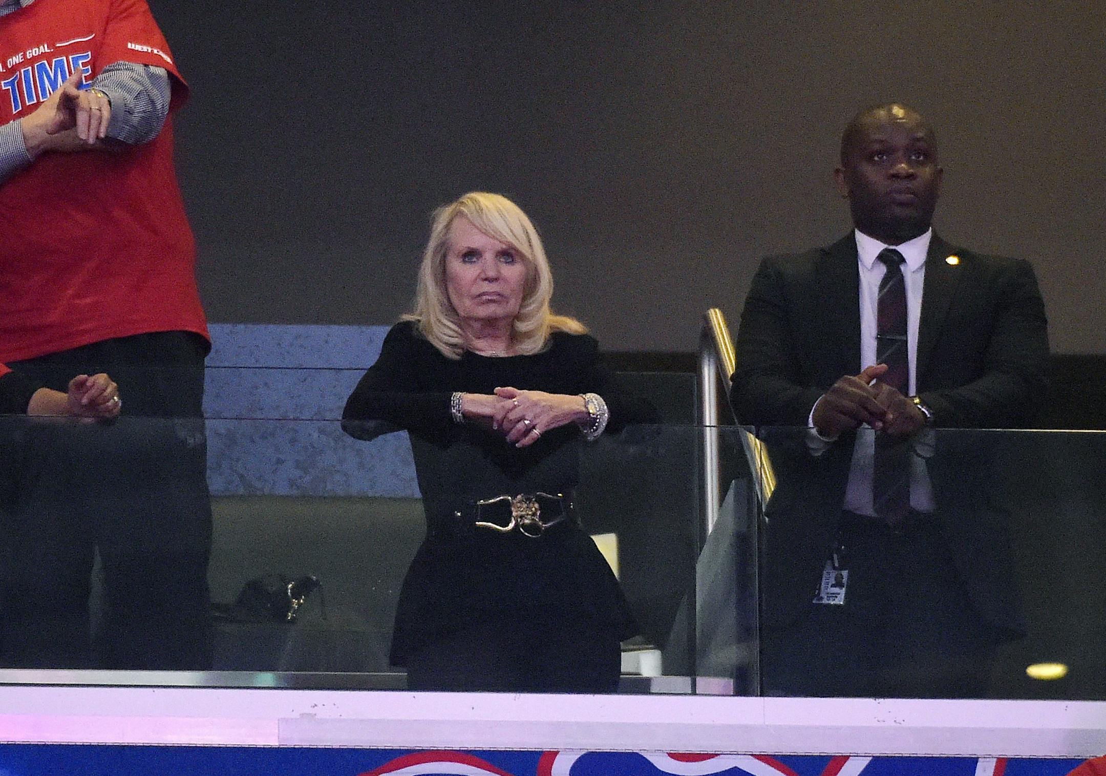 Los Angeles Clippers owner Rochelle Sterling watches the Clippers play the Golden State Warriors during the first half in Game 7 of an opening-round NBA basketball playoff series, Saturday, May 3, 2014, in Los Angeles. (AP Photo/Mark J. Terrill)