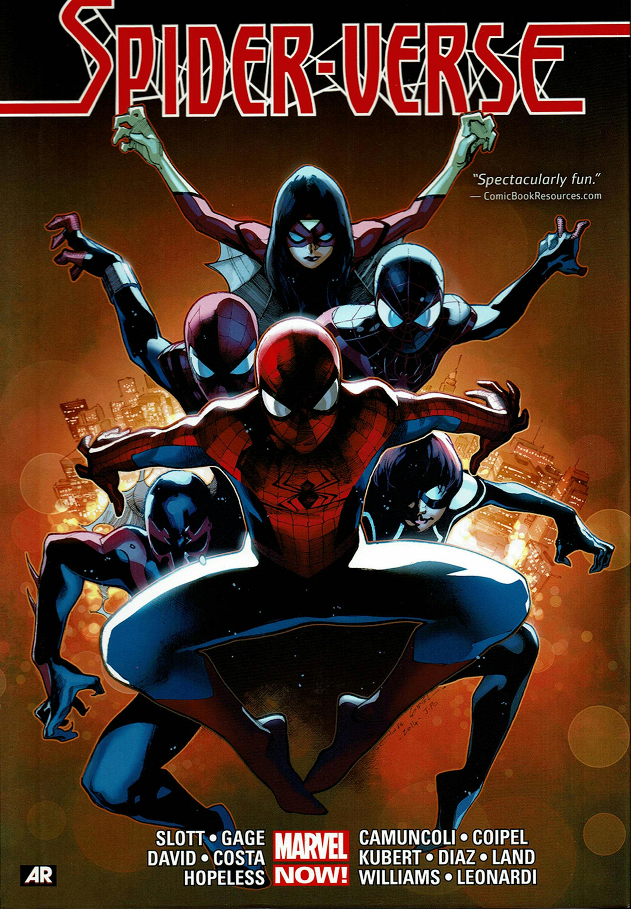Some of the characters in "Spider-Man: Into the Spider-Verse" made their first appearance in "Spider-Verse," a 2014 crossover that killed a number of alternate Spider-people, but established a great many more. (Marvel Entertainment Inc.) ORG XMIT: 1252552
