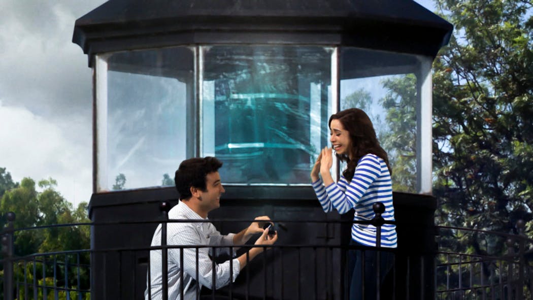Josh Radnor (Ted) proposes to Cristin Milioti (The Mother) in “How I Met Your Mother.”