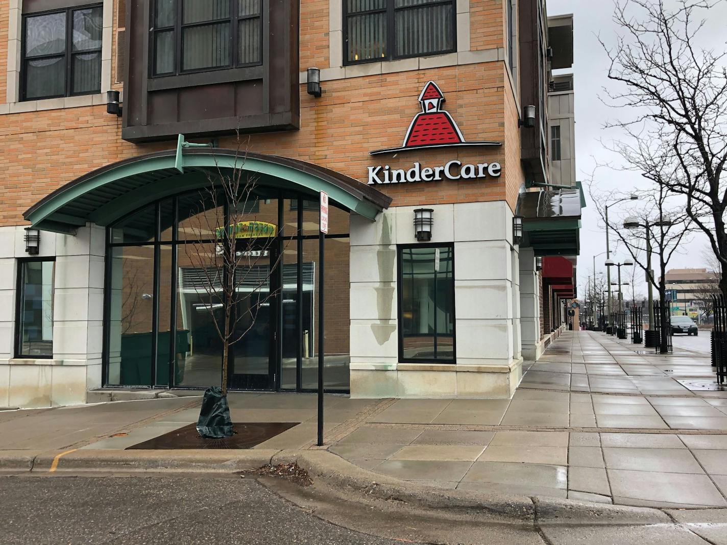 A KinderCare child care center in St. Louis Park remained open on Monday. (Evan Ramstad/Star Tribune)