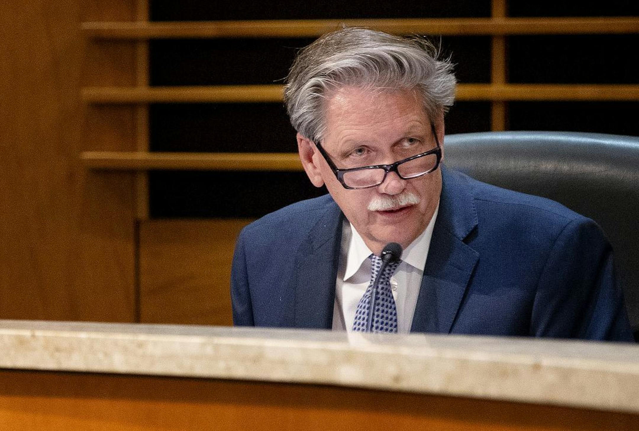 Edina mayor James Hovland during a city council meeting on Tuesday.