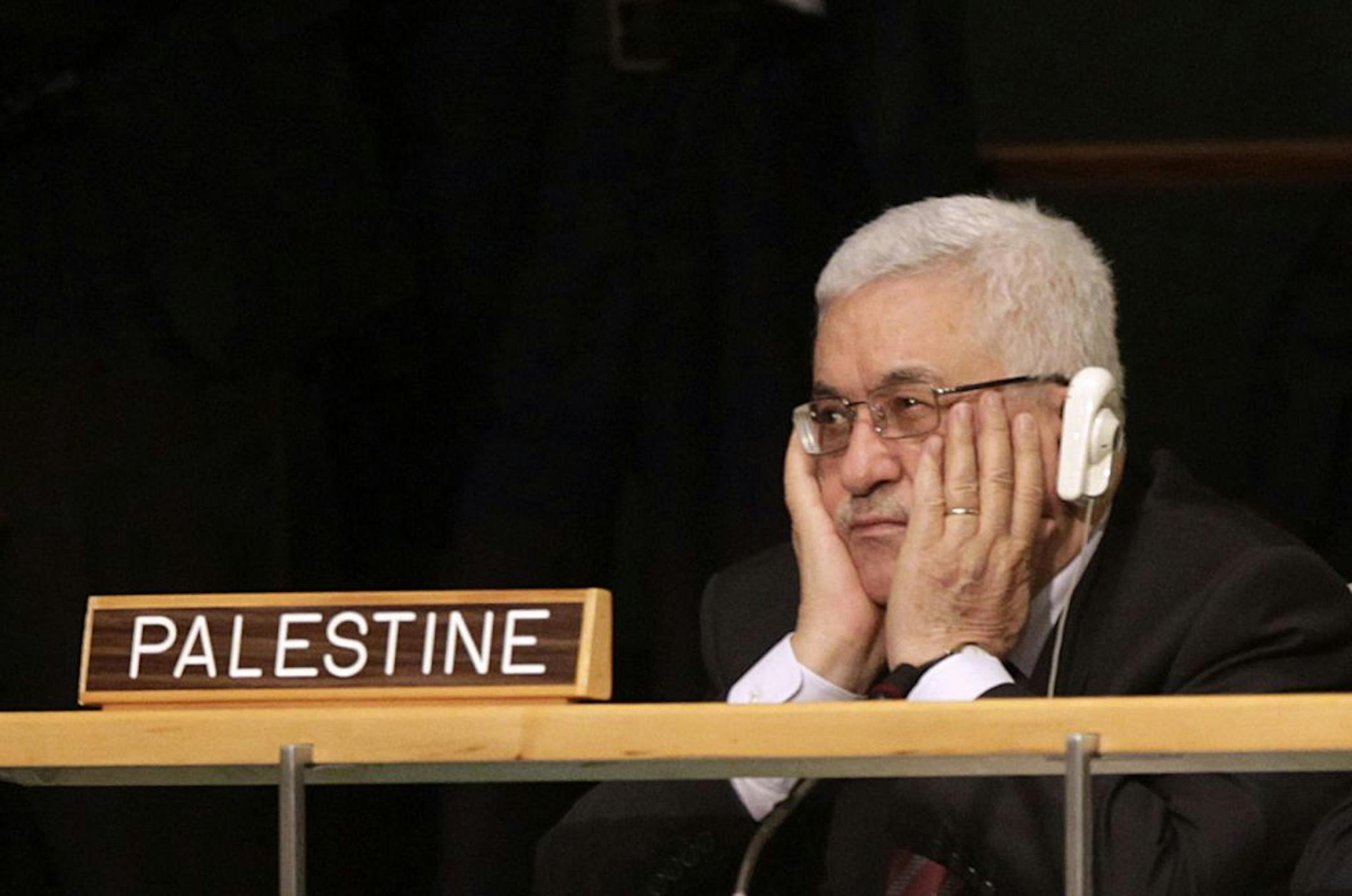 Palestinian Authority President Mahmoud Abbas held his head in his hands several times while President Obama spoke Wednesday to the U.N. General Assembly. A senior Abbas adviser said that "this is a moment of truth" for a Palestinian statehood proposal.