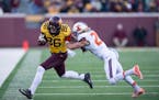Gophers tight end Brandon Lingen (86) was forced out of bounds by Illinois' Clayton Fejedelem (20) last season. If Lingen can stay healthy, he looks r