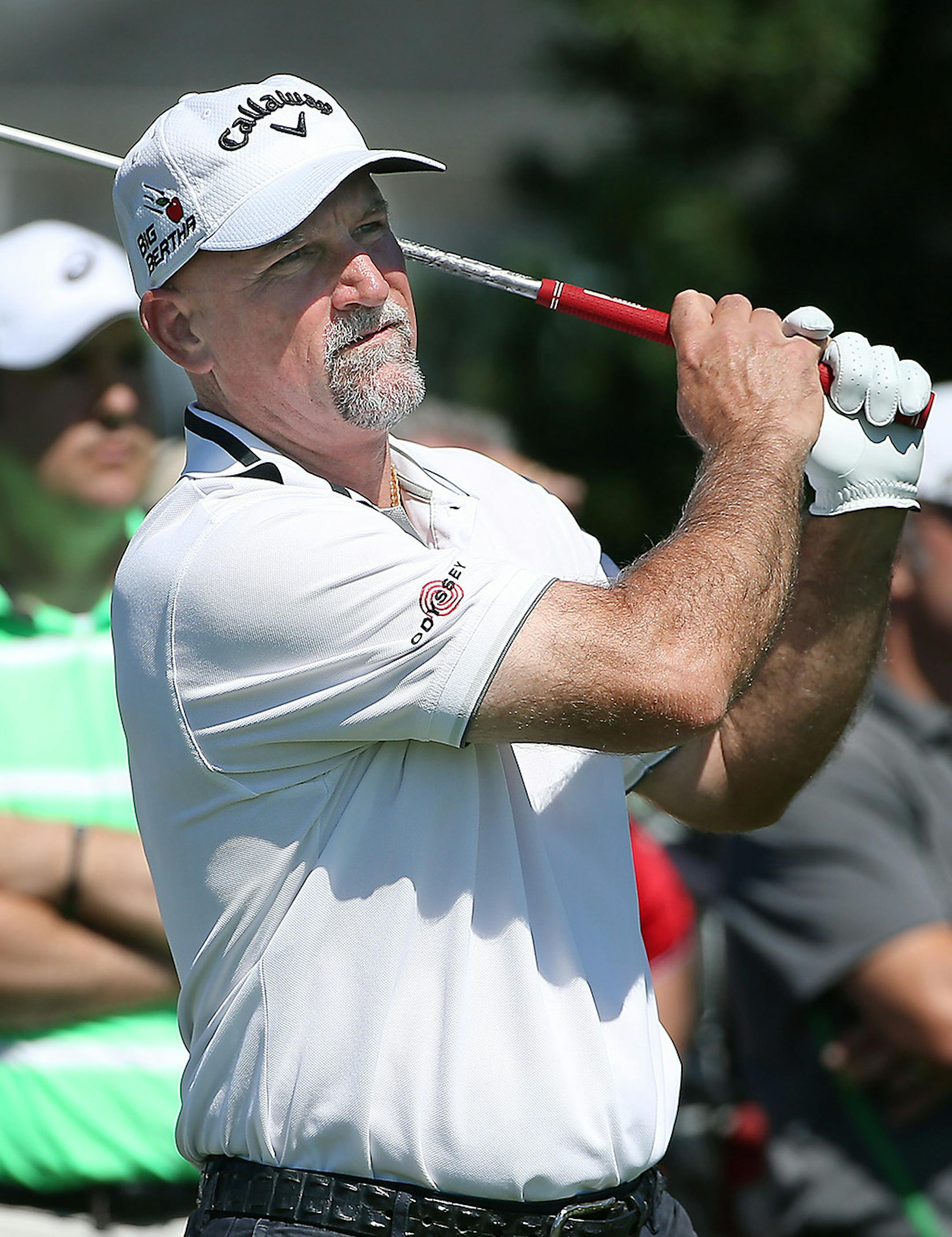 Marco Dawson teed off on the 5th hole during the Pro-Am at the 3M golf tournament at TPC Twin Cities, Thursday, July 30, 205 in Blaine, MN. ] (ELIZABETH FLORES/STAR TRIBUNE) ELIZABETH FLORES • eflores@startribune.com