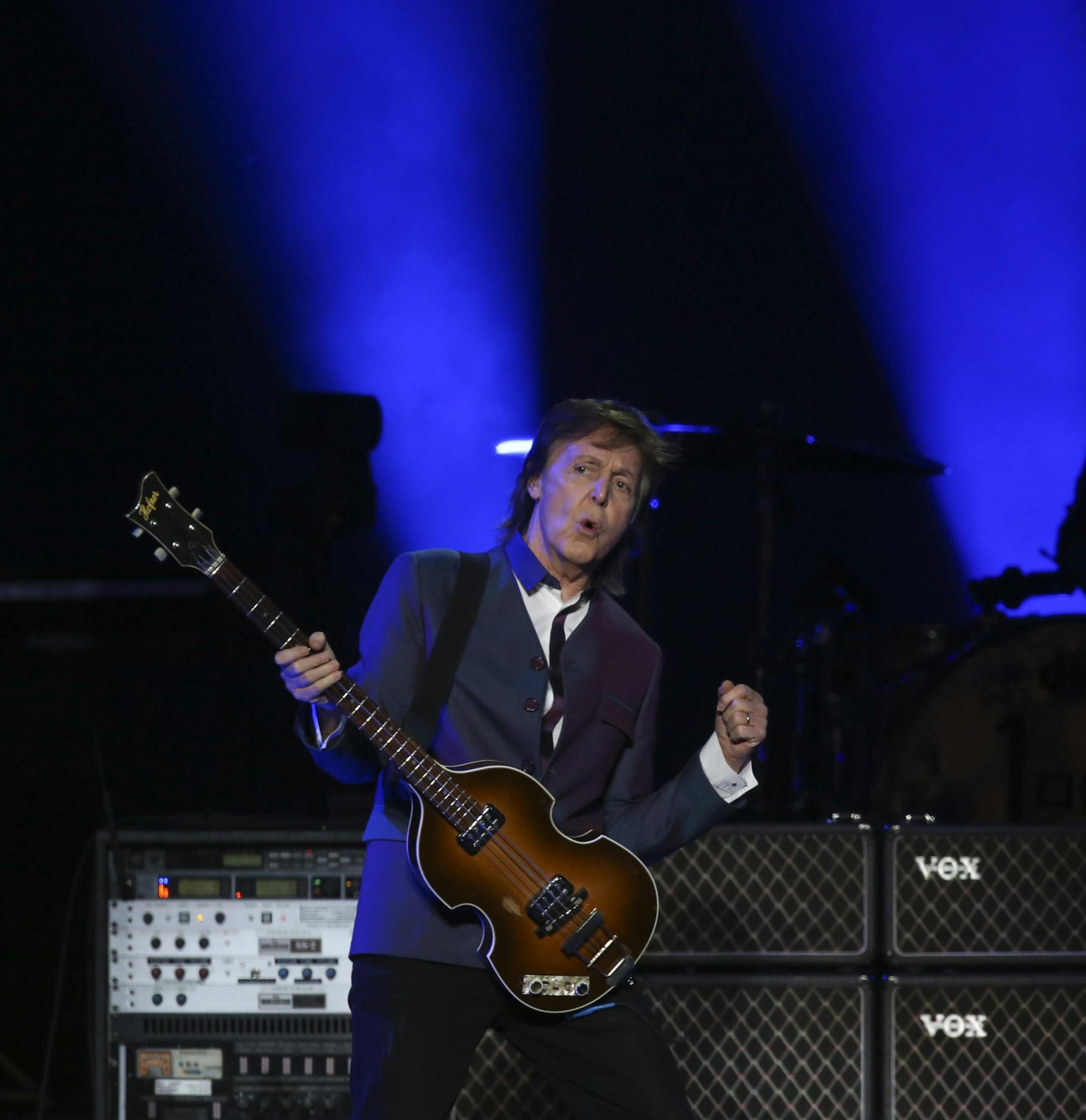 Paul McCartney after finishing "A Hard Day's Night," the first song of his set Wednesday night.