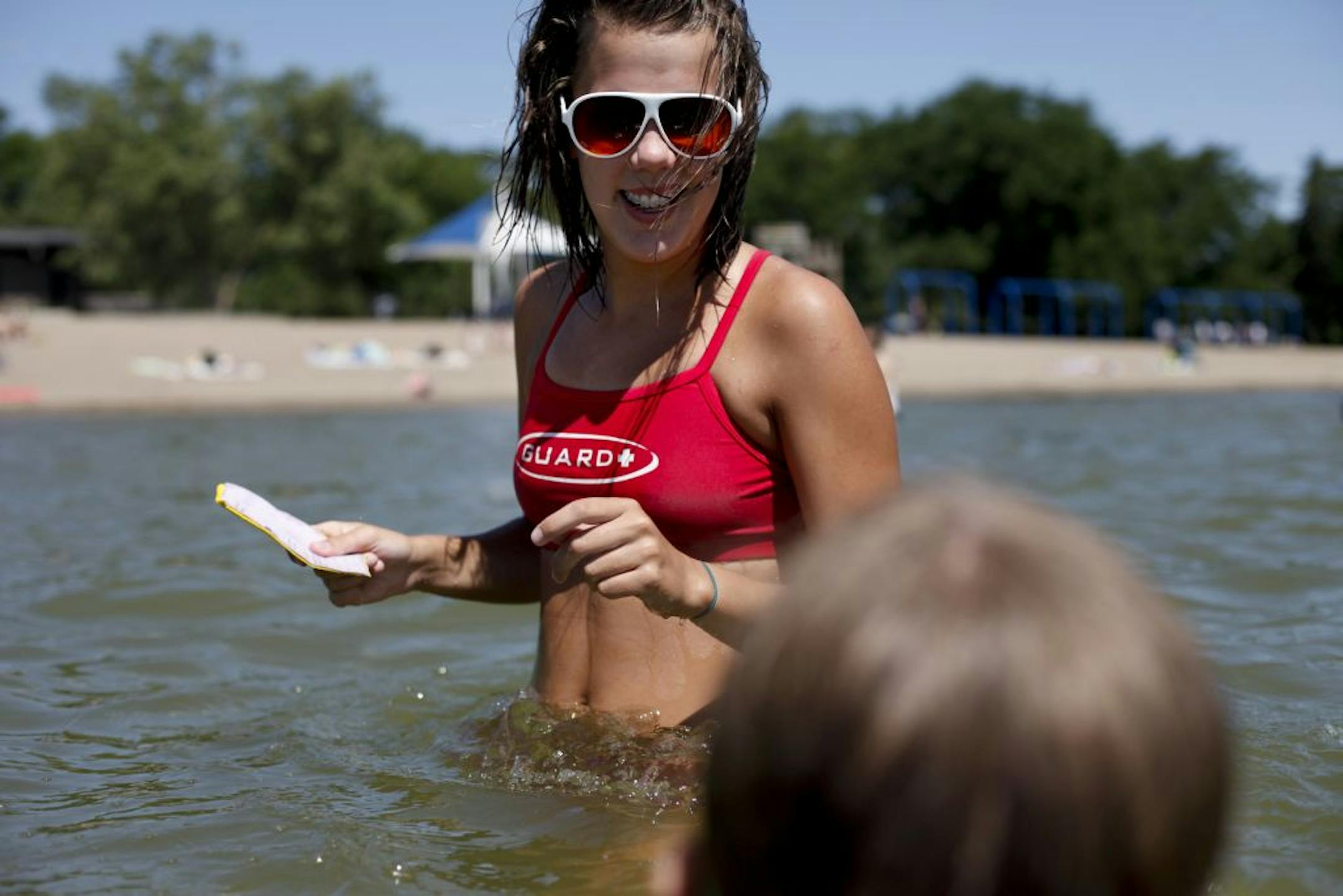 Signe Rudrud answered a question from one of her students at Lake Nokomis in Minneapolis.