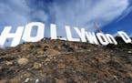 The freshly painted Hollywood sign is seen after a press conference to announce the completion of the famous landmark's major makeover, Dec. 4, 2012, 
