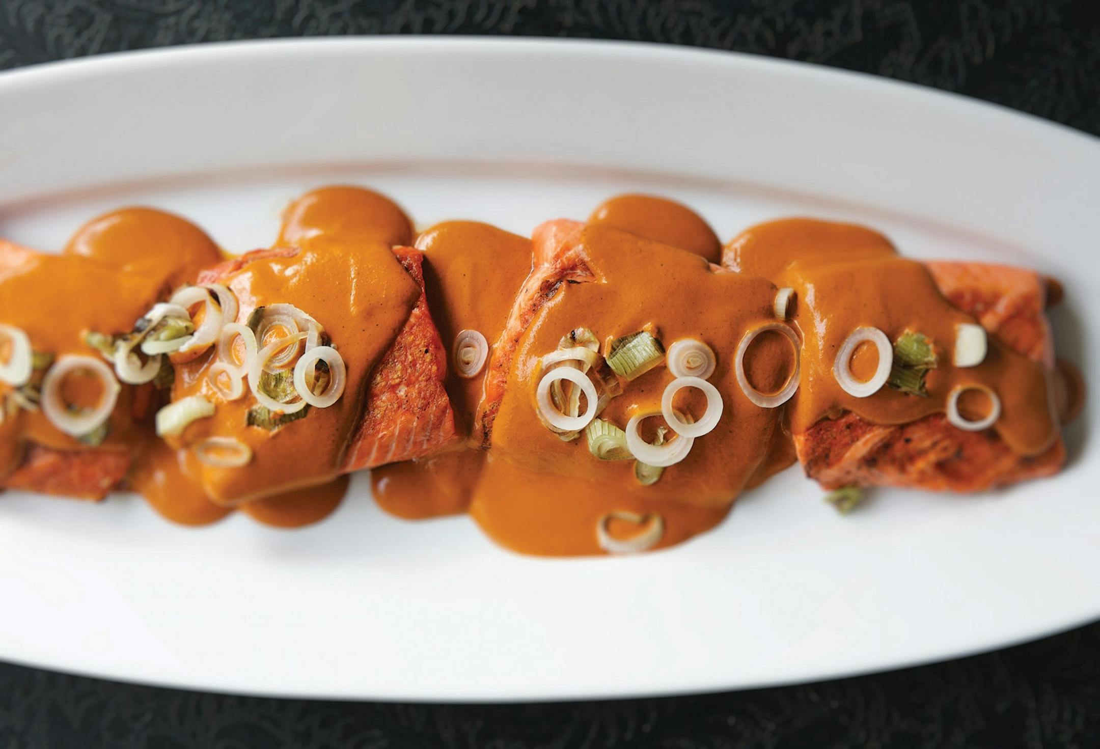 Grilled Salmon in Toasty Peanut Salsa