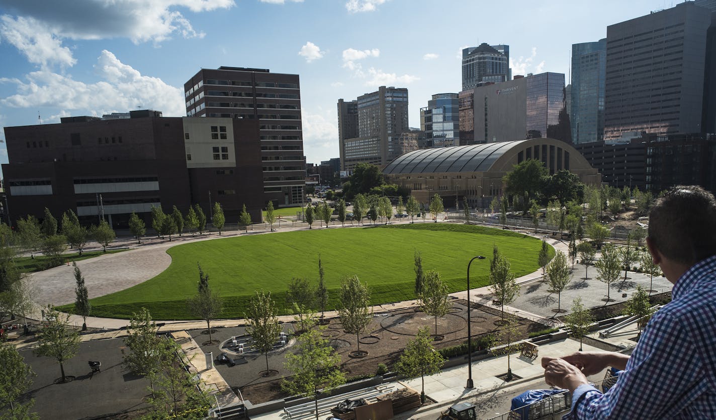 Leasing agent Nick Torrez showed off a 3-bedroom/3 bath unit in an Edition building that overlooks the Downtown East Commons Park. The 1794 square foot unit cost $4935 a month. [Richard Tsong-Taatarii/rtsong-taatarii@startribune.com