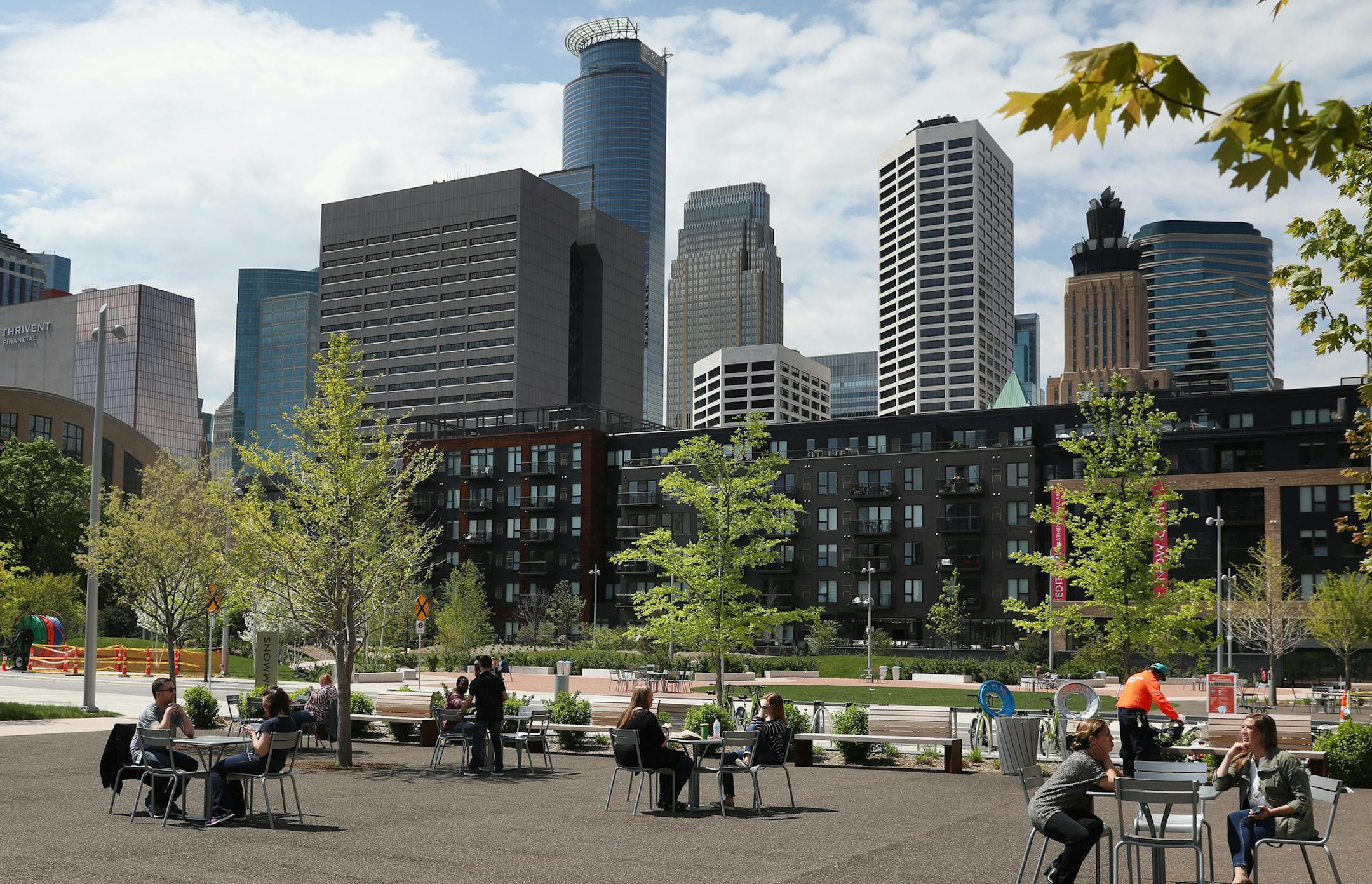 The Commons park is part of the East Town area of downtown Minneapolis. A new study of the area calls for a return to a walkable neighborhood.