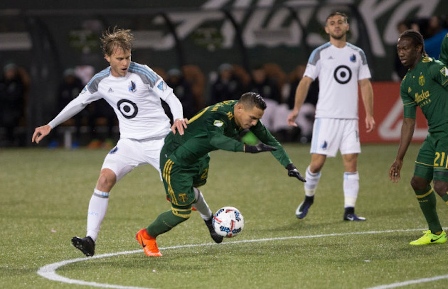 Rasmus Schuller plays against the Portland Timbers on March 3. (Randy L. Rasmussen, AP Photo)