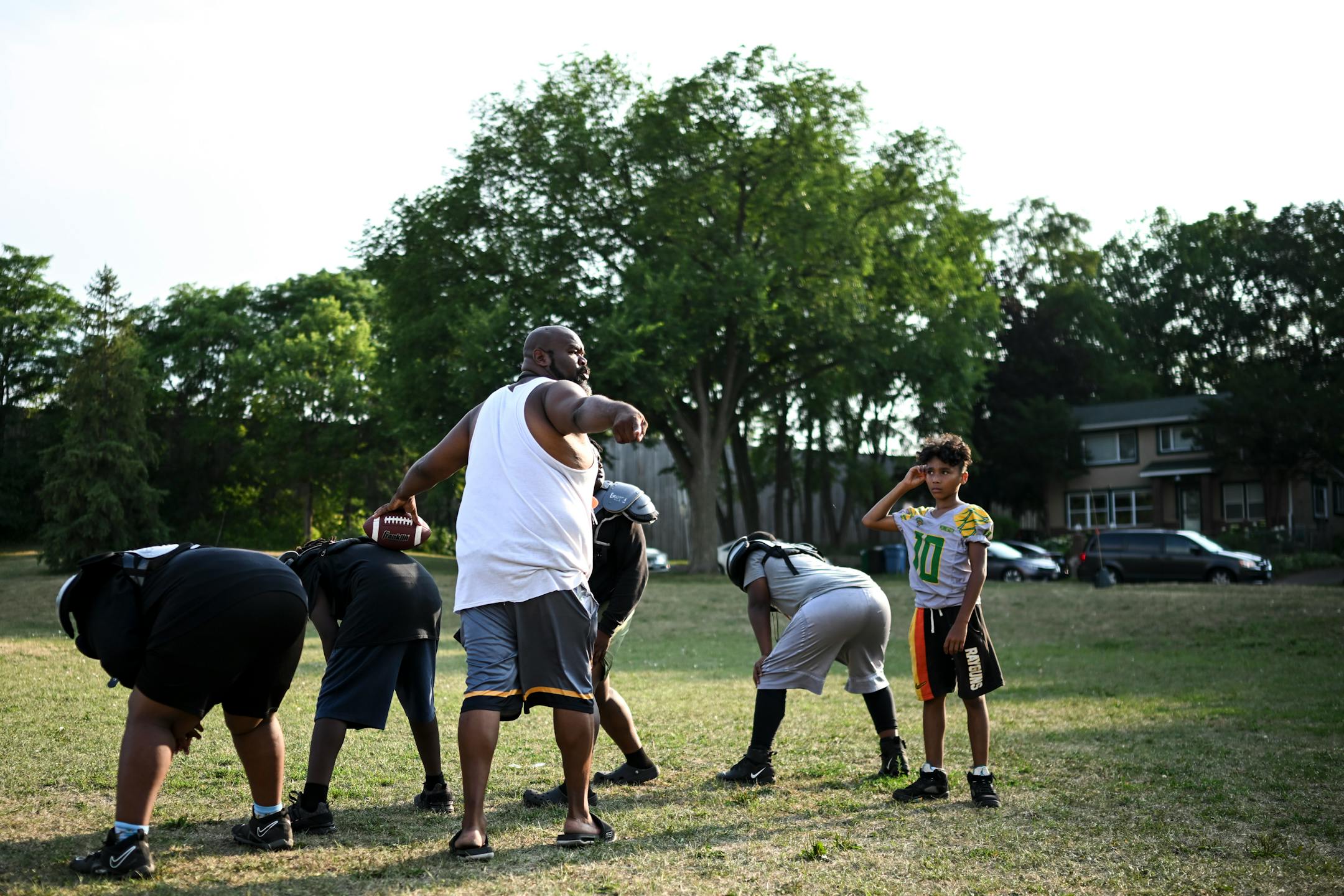 Coach David Trueblood directs some of his players during practice.
