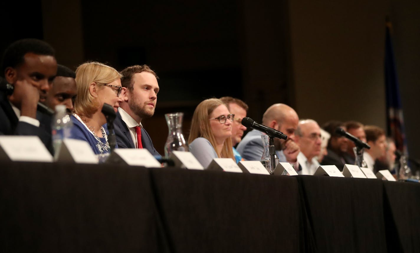 Minneapolis Park Board candidates participate in a pre-event forum at the Minneapolis DFL convention Saturday, July 8, 2017, at the Minneapolis Convention Center in Minneapolis, MN.] DAVID JOLES &#xef; david.joles@startribune.com The Minneapolis DFL holds its convention Saturday in hopes of endorsing a candidate for mayor.