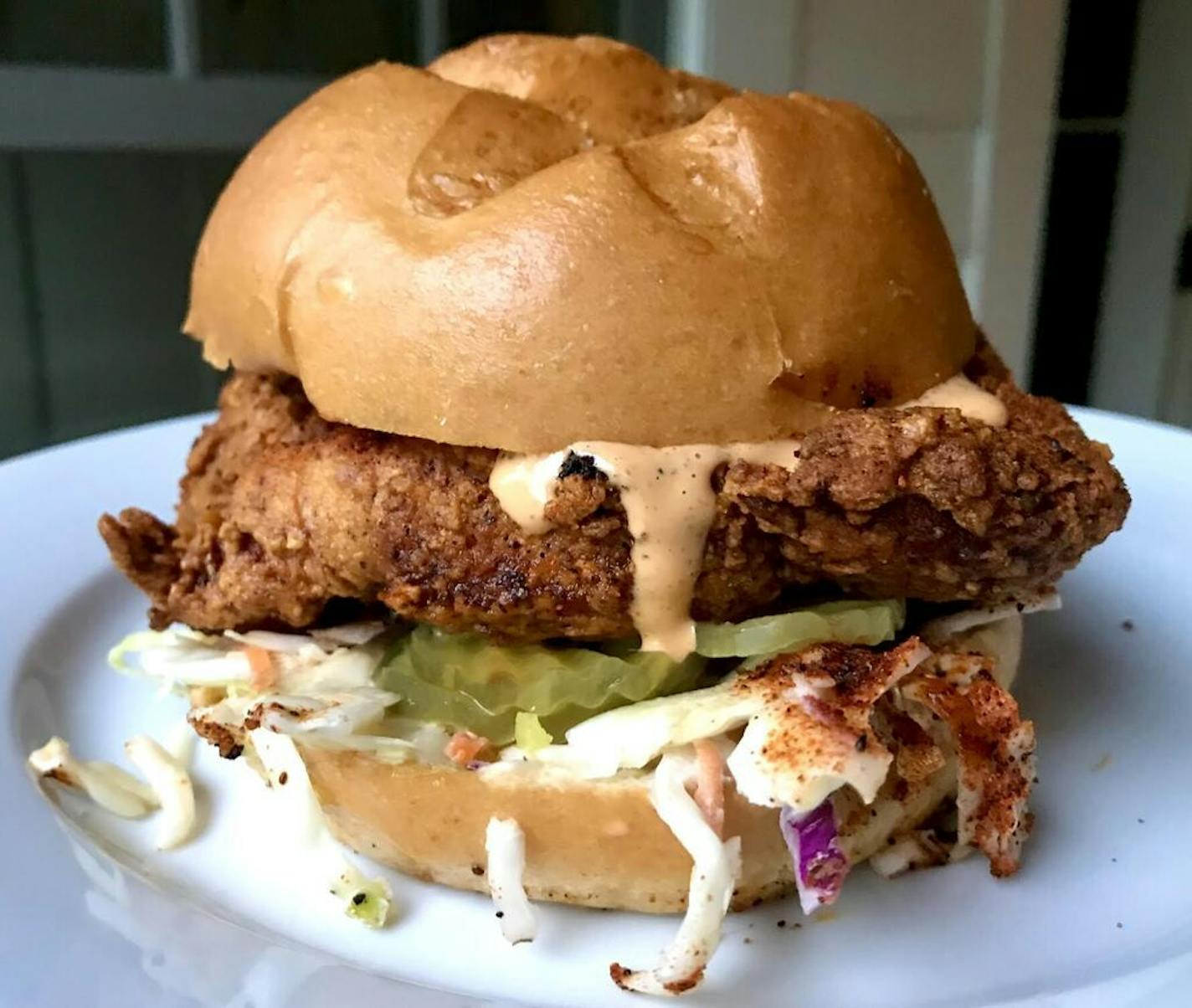 Hot chicken sammich from Nashville Coop.