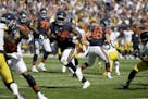 Chicago Bears running back Jordan Howard (24) runs during the first half of an NFL football game against the Pittsburgh Steelers, Sunday, Sept. 24, 20