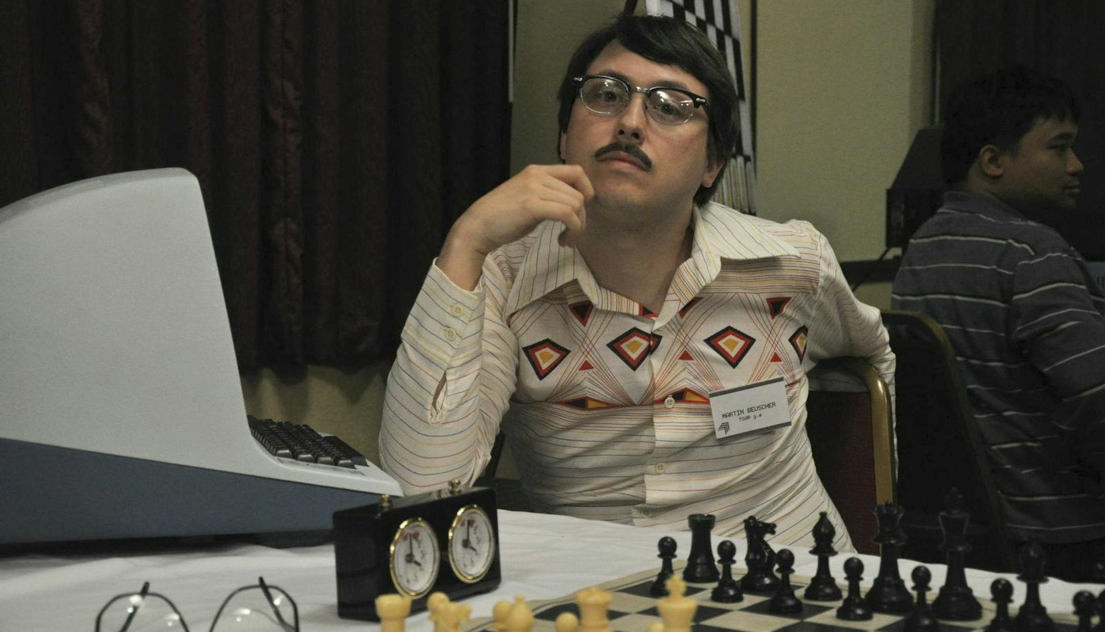 An undated handout photo of Wiley Wiggins in "Computer Chess," an Andrew Bujalski film. "Computer Chess" is set in 1980 at a gathering where programs created by nerds face human competition. (Computer Chess via The New York Times) -- NO SALES; FOR EDITORIAL USE ONLY WITH STORY SLUGGED COMPUTER FILM REVIEW. ALL OTHER USE PROHIBITED.