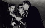Buddy Holly performing with Waylon Jennings and Tommy Allsup at the Fiesta Ballroom, Montevideo