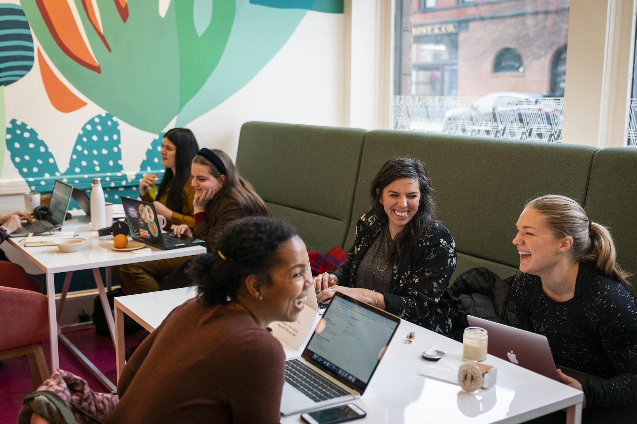 Janessa Nickell, from right, Annie D'Souza, and LaTreena Felegy worked inside The Coven co-working space in St. Paul.