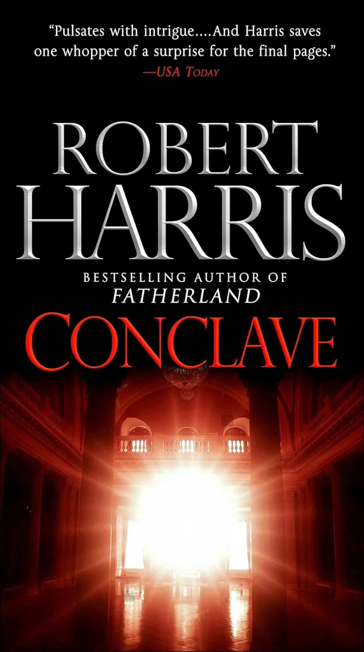 cover of Conclave is an illustration of light streaming in the windows of a gothic building