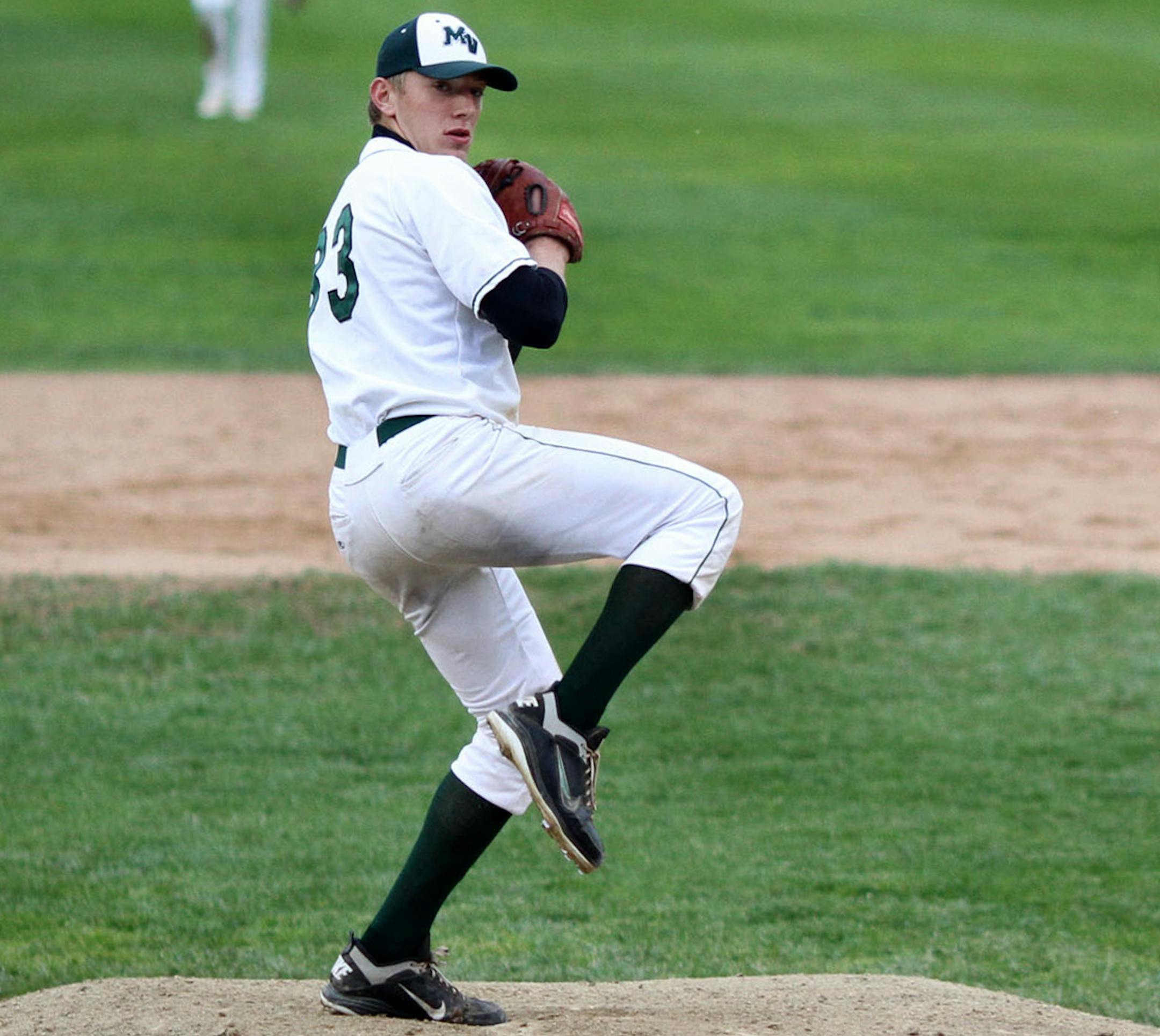 Mounds View's left-handed pitcher Max Knutson, a MLB draft prospect, pitched against Roseville at Midway Stadium in St. Paul on June 1, 2013 in the Section 4 Class 3A winner's bracket final. ] NICOLA LOSIK* ORG XMIT: MIN1306031244562107