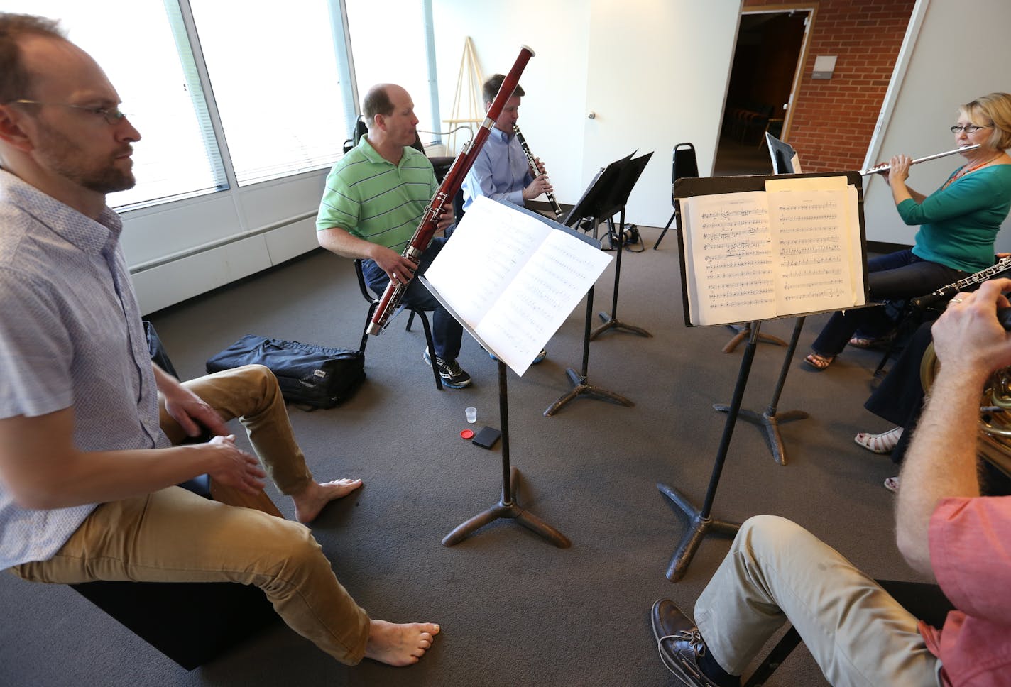 Members of the Minnesota Orchestra (from left, Brian Mount, Chris Marshall, Greg Williams and Wendy Williams) rehearsed &#x201c;Libertango&#x201d; at Orchestra Hall in Minneapolis this month.